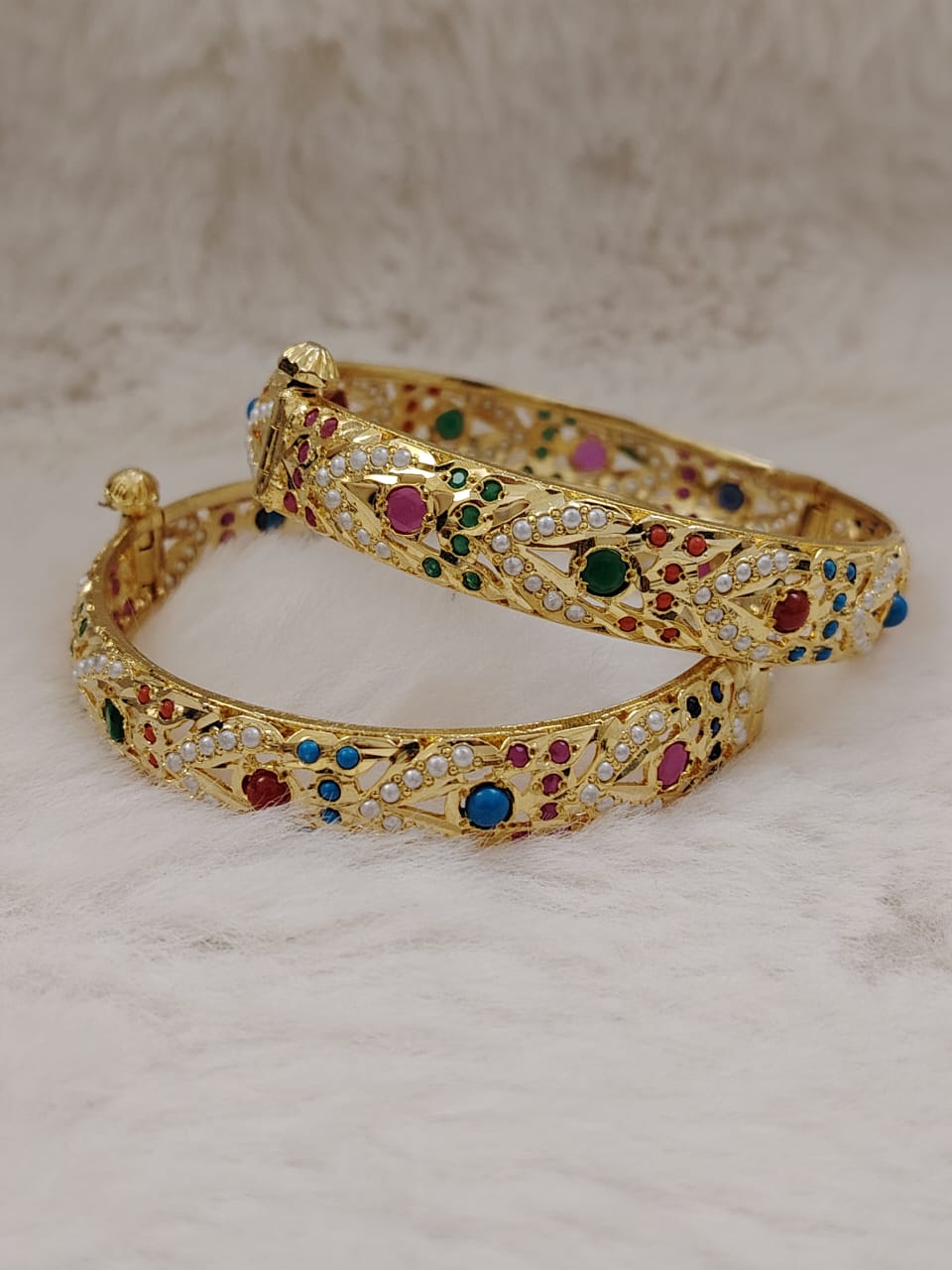 Multi-color jadau hyderabadi bangles