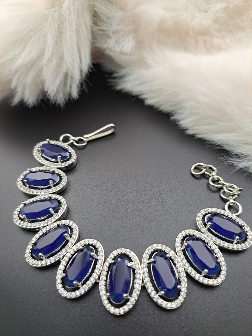 Royal blue cubic zircon and american diamonds bracelet.