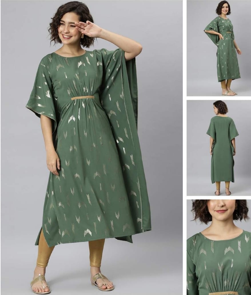 kaftan dress in poly crepe.