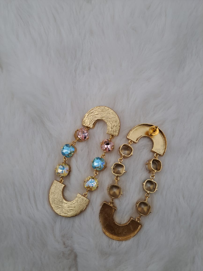 Contemporary danglers with crystal stones- Stylish and trendy