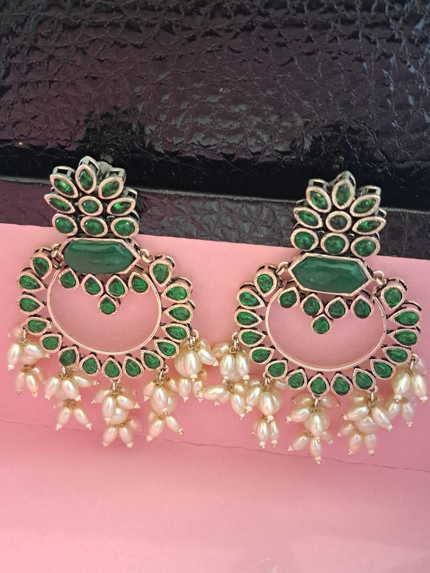 German silver chand bali green