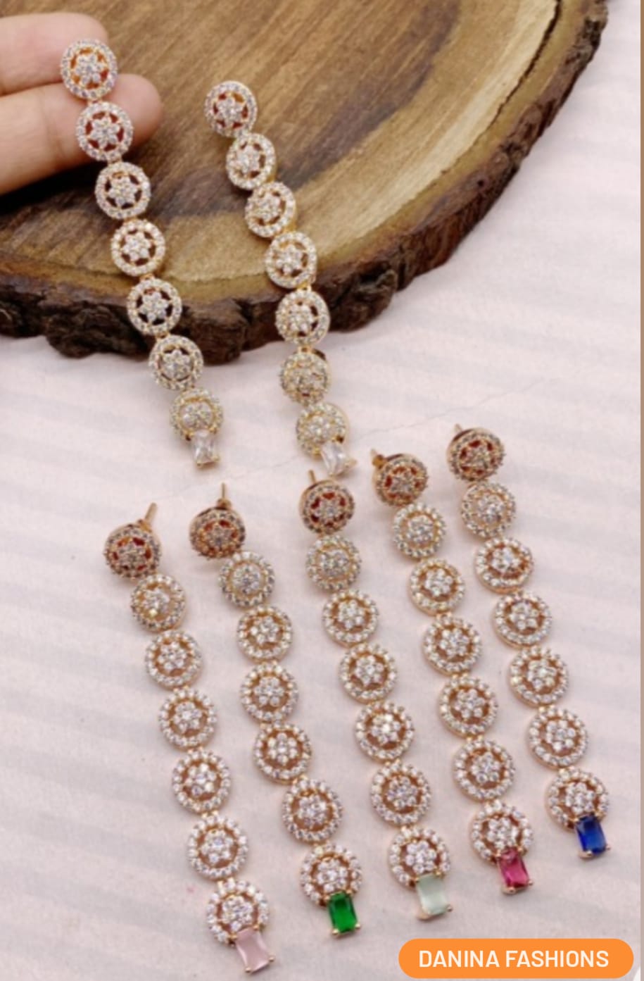 Long dangling with AD and blue sapphire stone