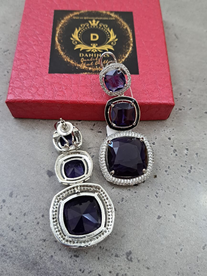 Swarovski crystal violet hangings with american diamonds