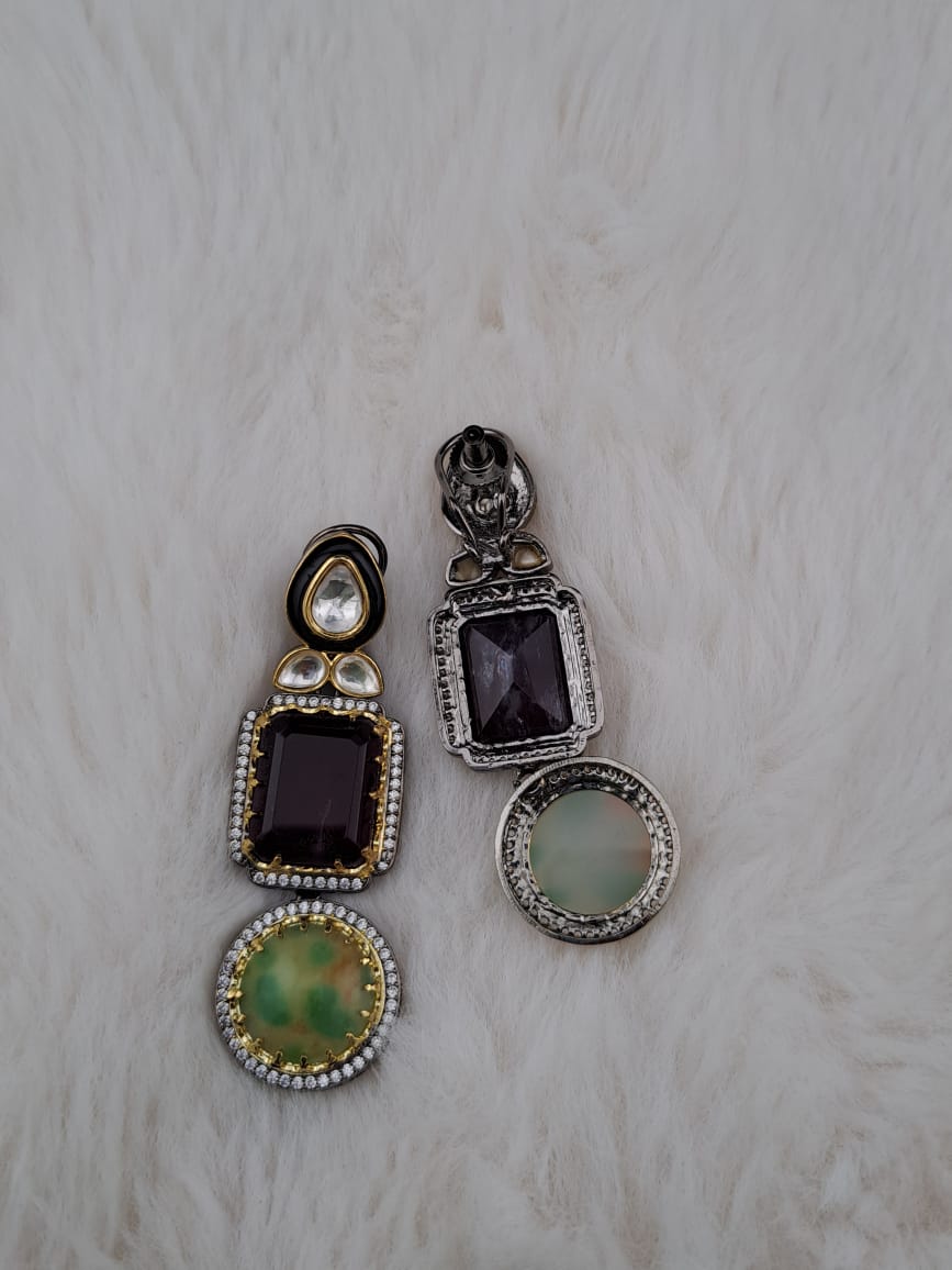 Sabyasachi inspired kundan hangings with duplet stone and American diamonds.