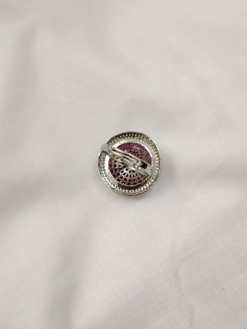 Silver Ruby and zircon ring