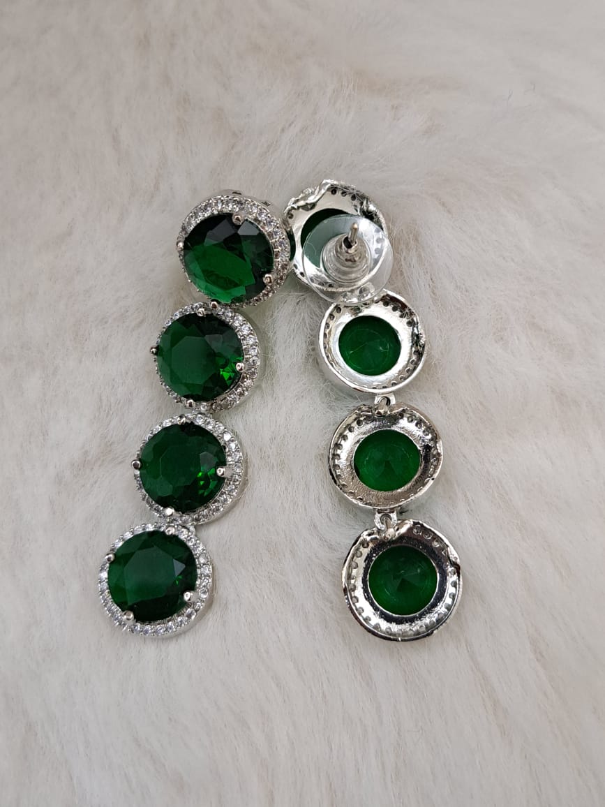 Gorgeous bottle green cubic zircon stones and american diamond set