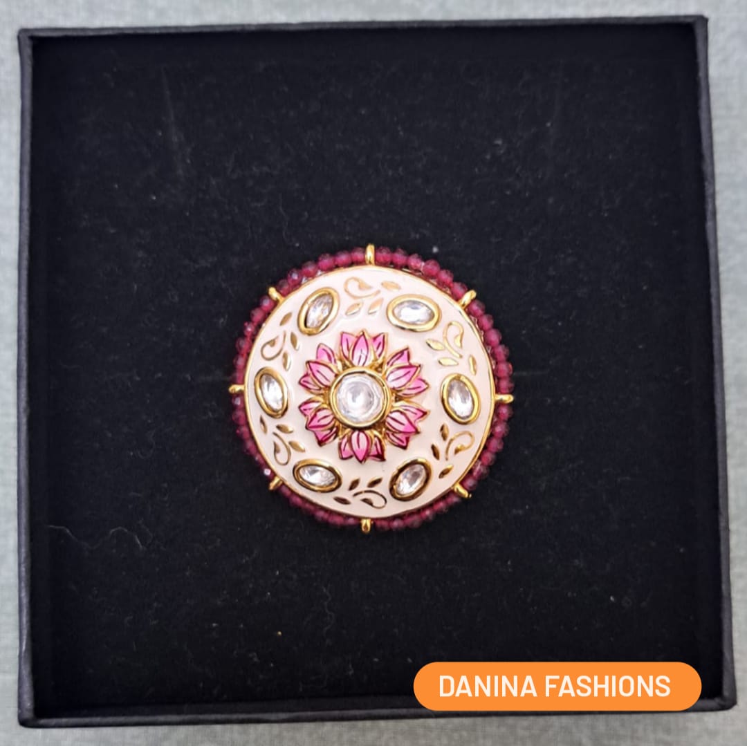 Meenakari kundan finger ring