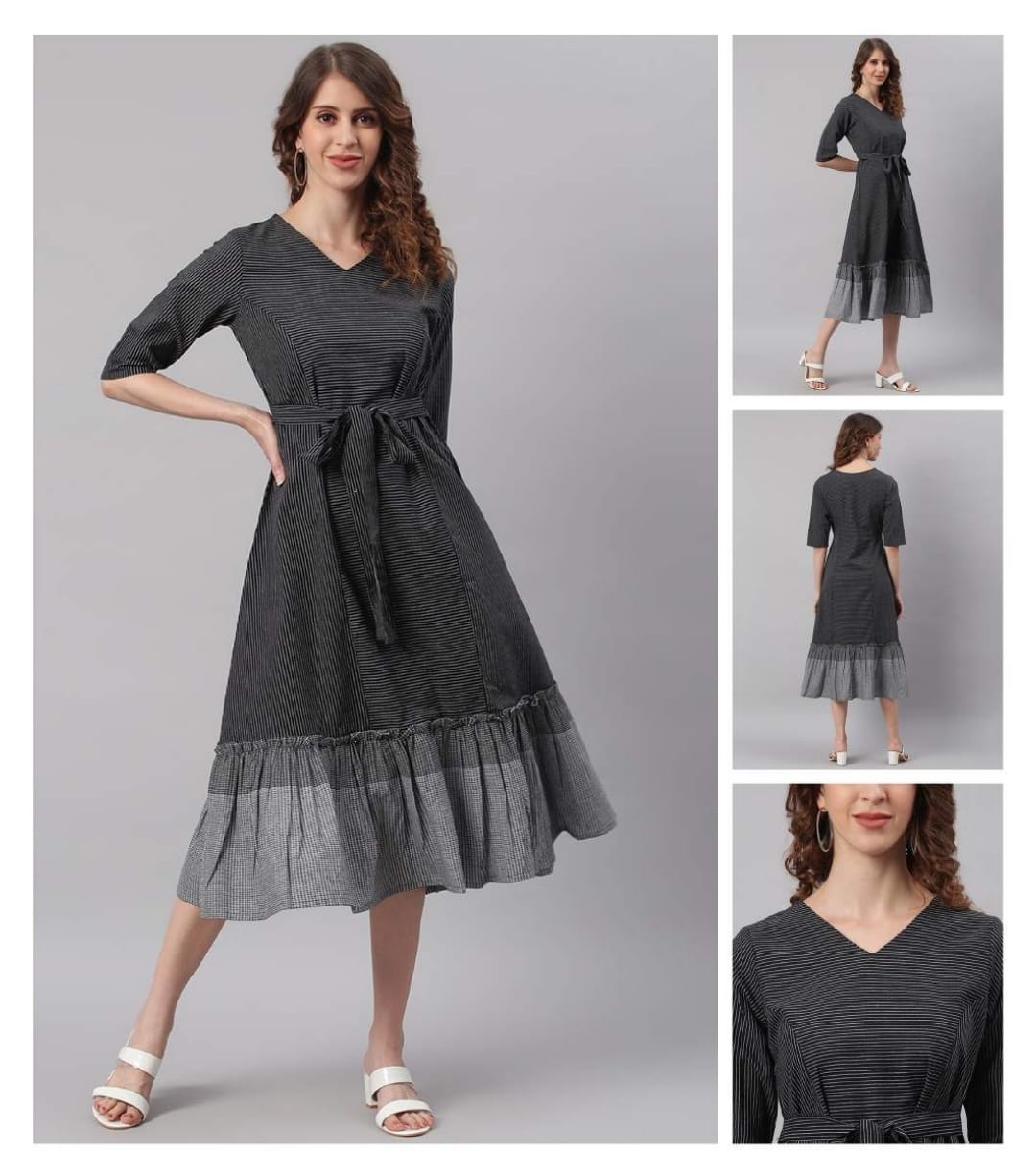 Cotton tunic in black and grey combination