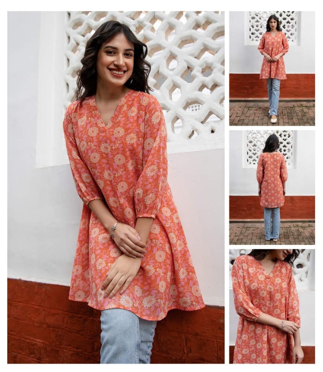 Georgette floral printed tunic top