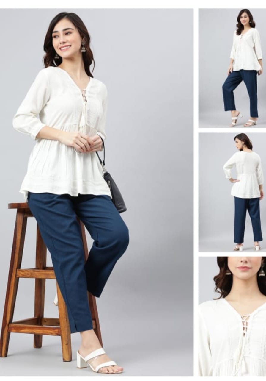 Rayon white tunic top