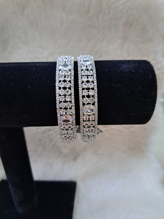 Gorgeous american diamonds and cubic zircon silver bangles
