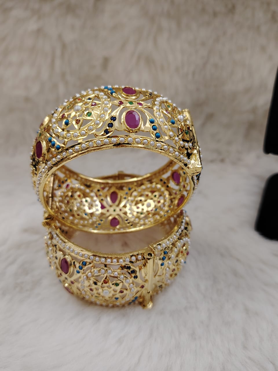 Hyderabadi broad kada with navratan (multicolor)stones