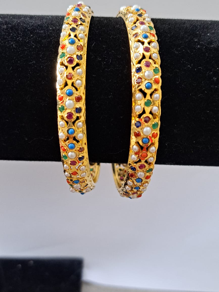 Navrathan(multi-color stones) Hyderabadi Bangles