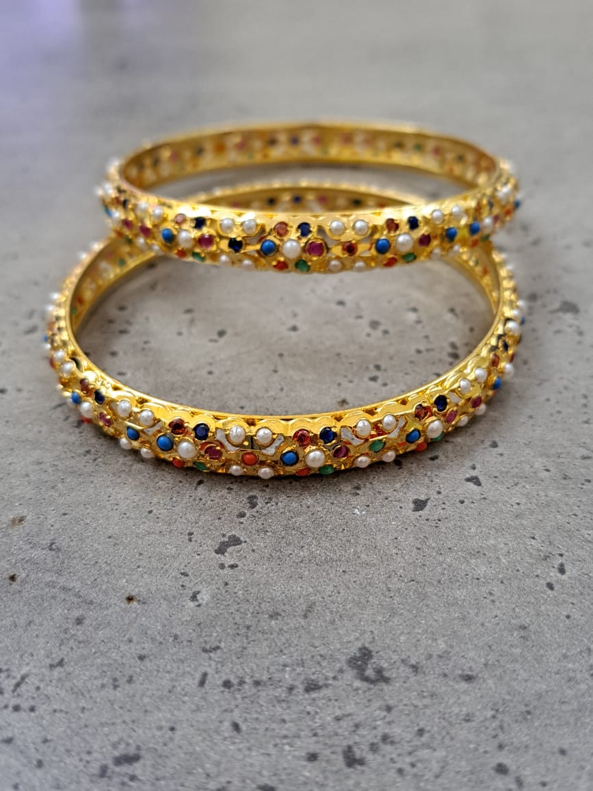 Navrathan(multi-color stones) Hyderabadi Bangles