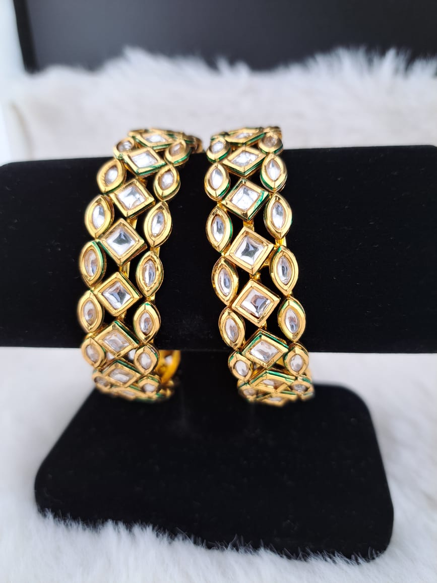 Premium kundan broad bangles