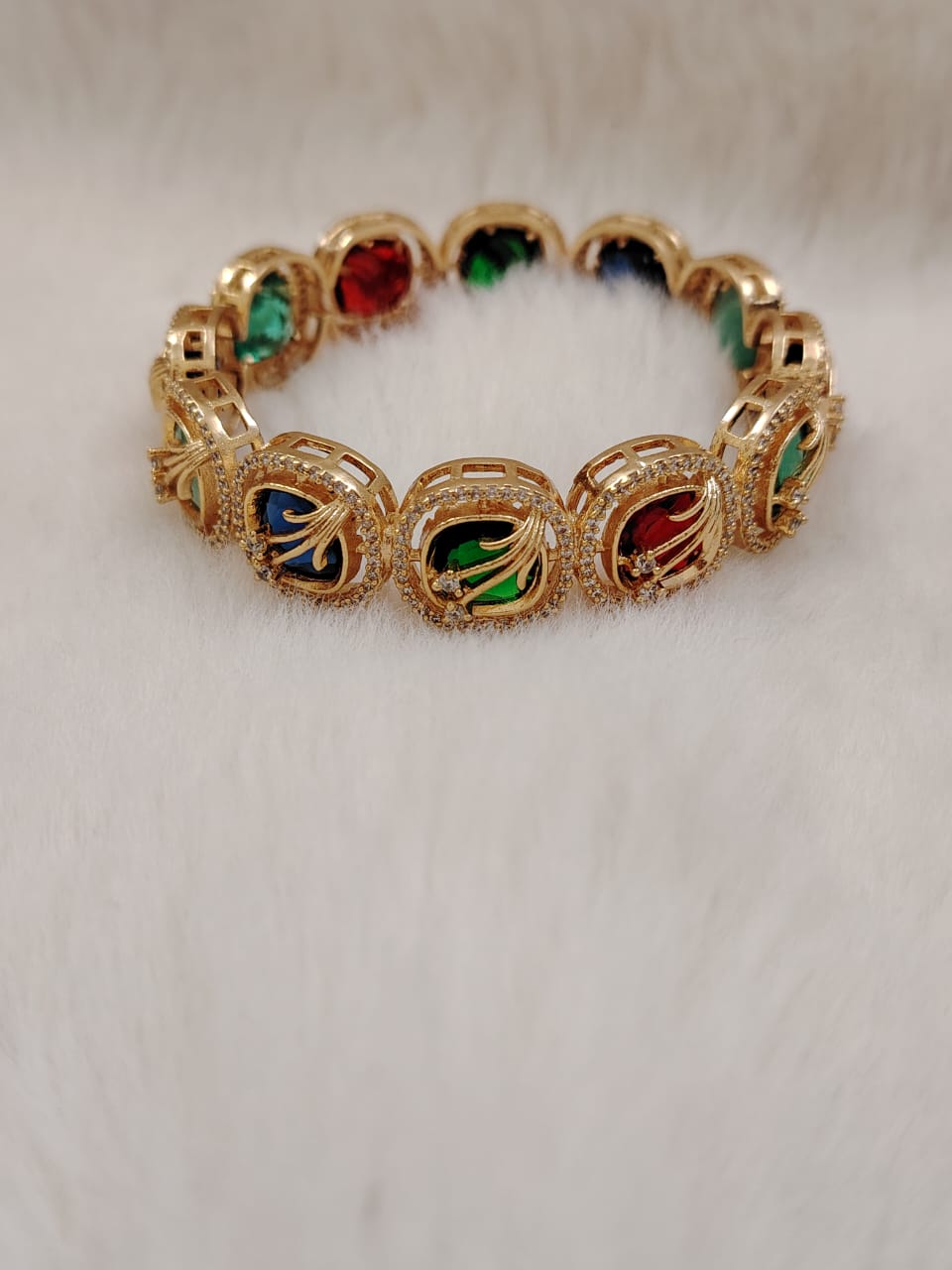 Statement multicolor doublet stone kada.