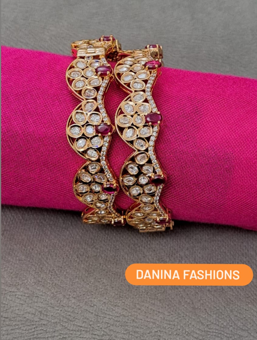 Kundan & Ruby Bangles with CZ stones.