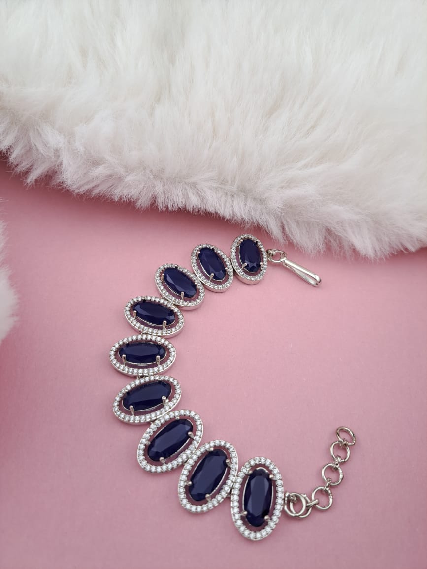 Royal blue cubic zircon and american diamonds bracelet