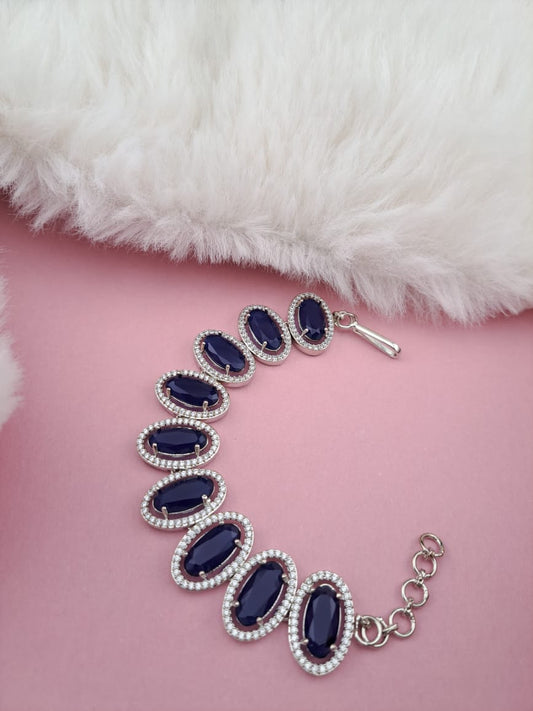 Royal blue cubic zircon and american diamonds bracelet