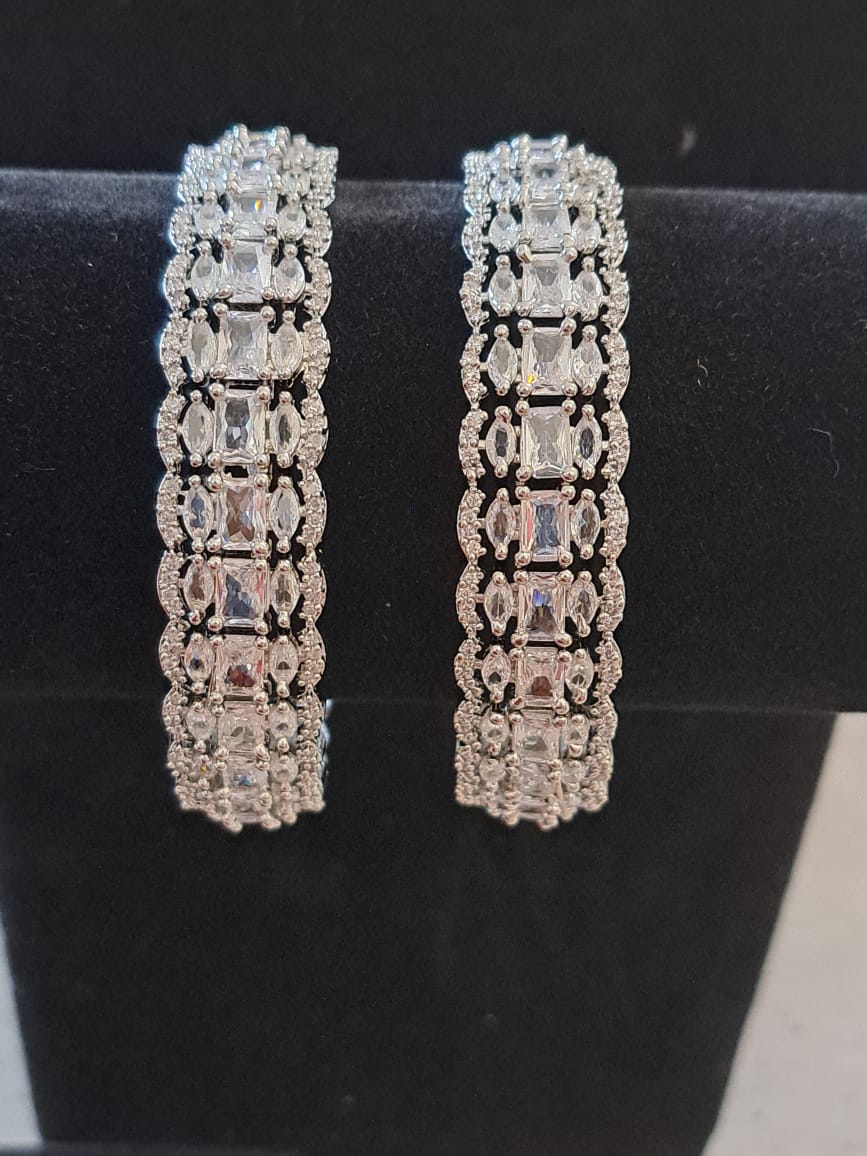 Silver swarovski inspired bangles