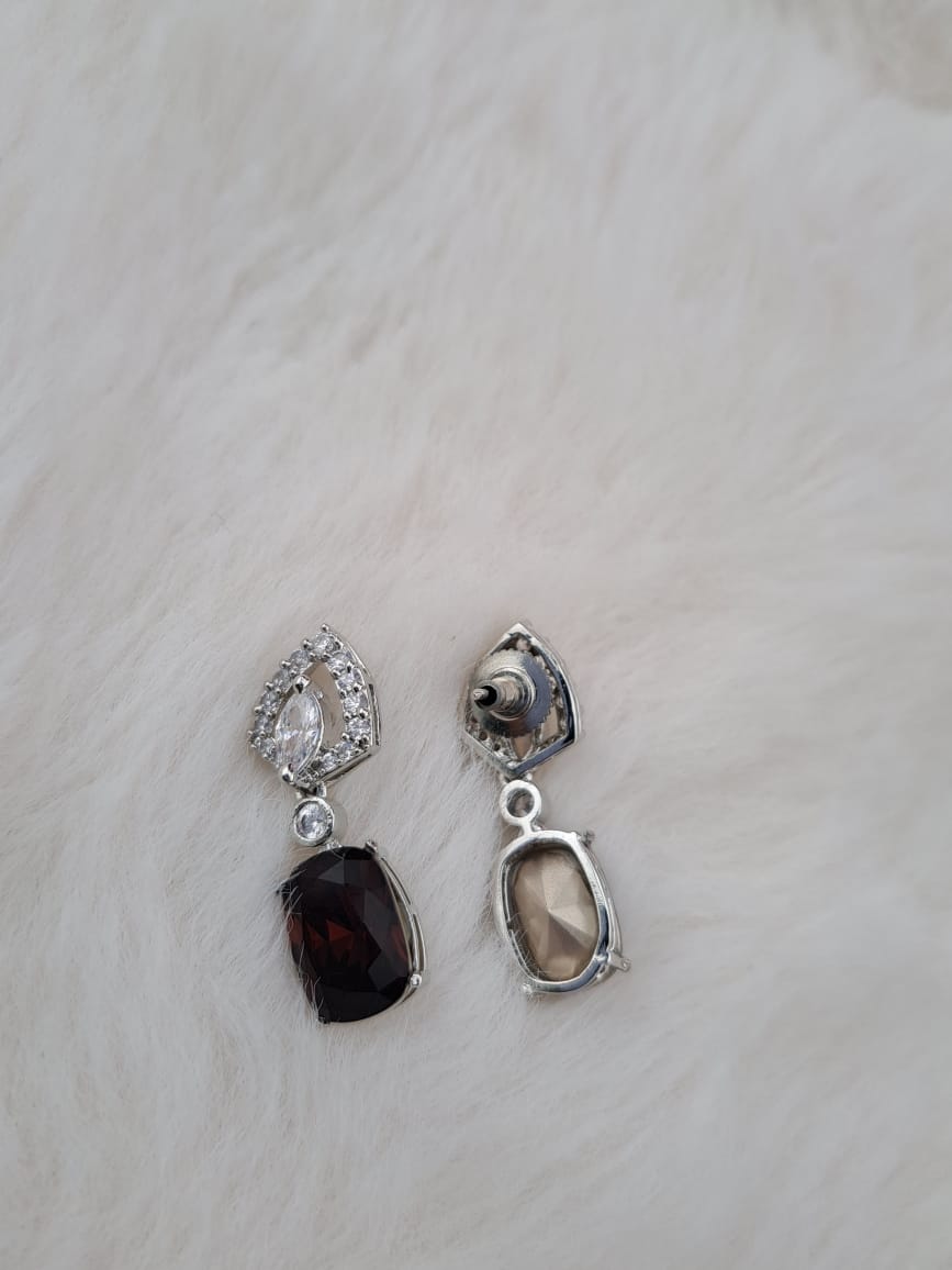 Small drop earrings with american diamonds and cubic zircons