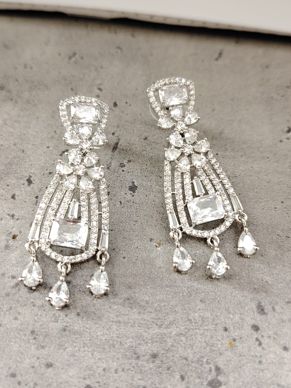 Gorgeous american diamond and cubic zirconia danglers