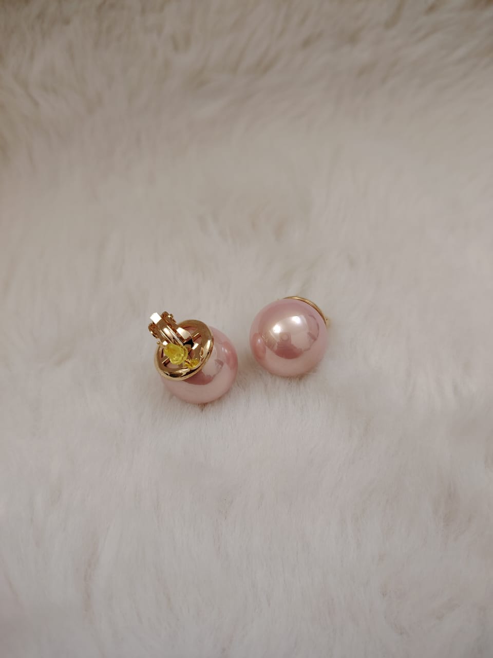 Oversized fresh water pearl studs in pink