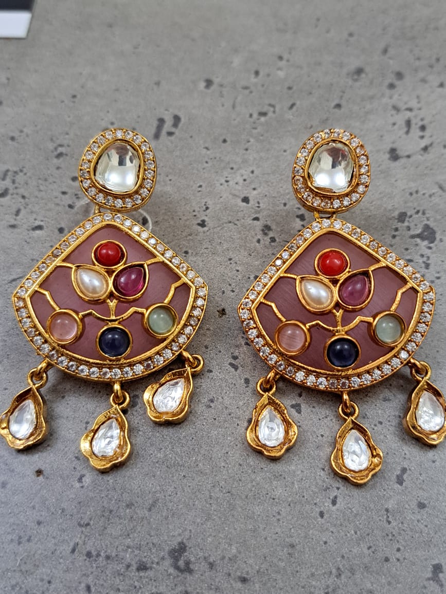 Amrapali inspired earrings-Pink