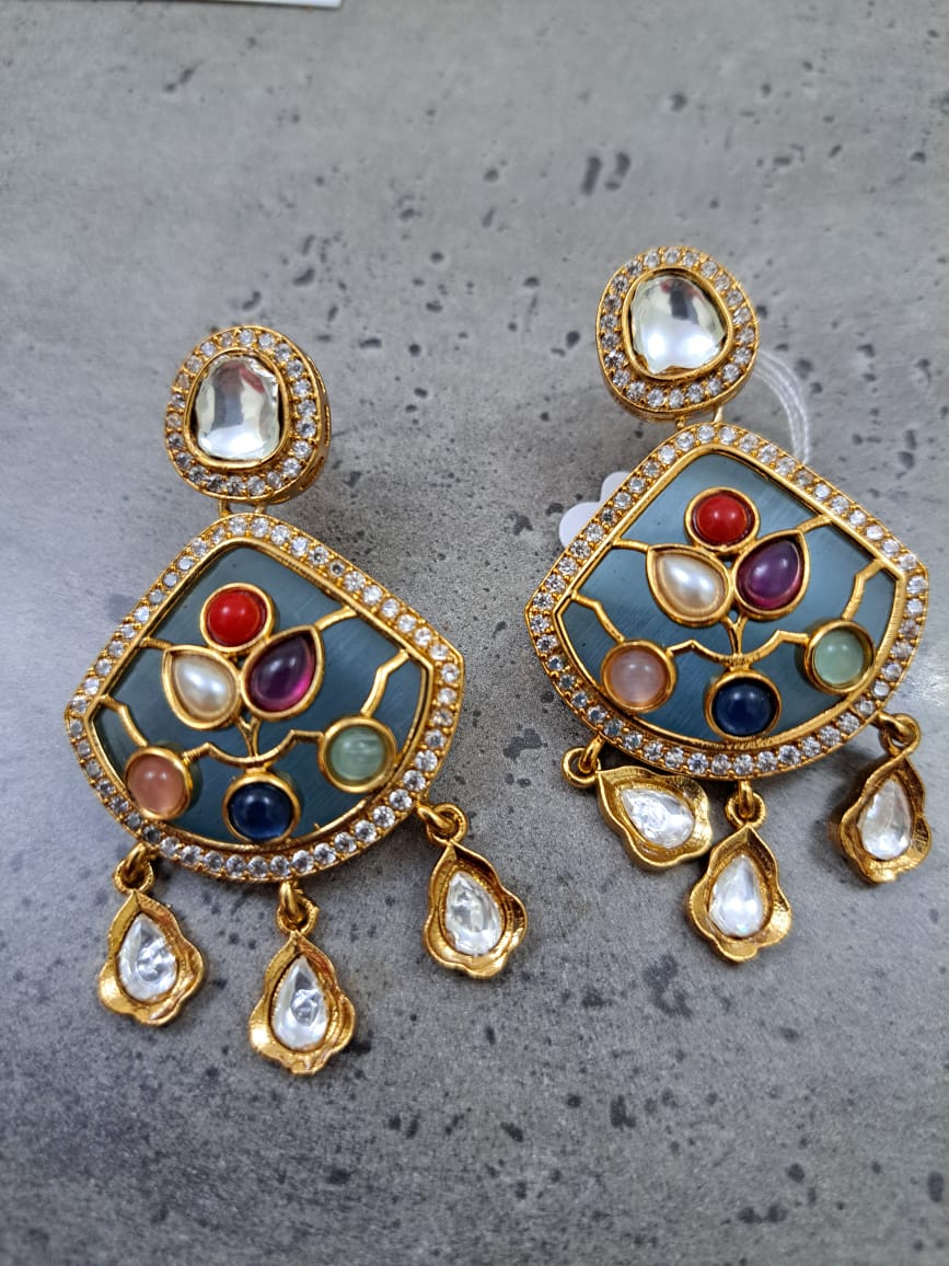 Amrapali inspired earrings-Blue.