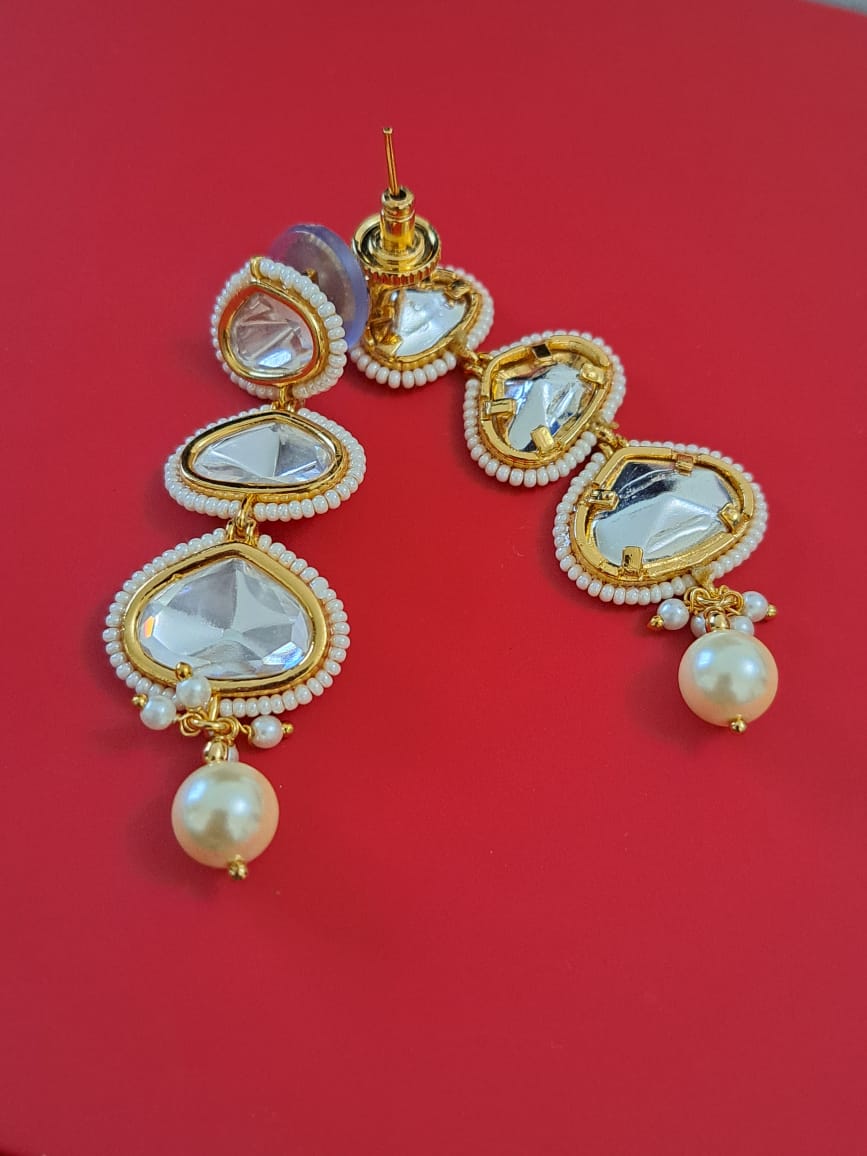 Oval kundan long danglings