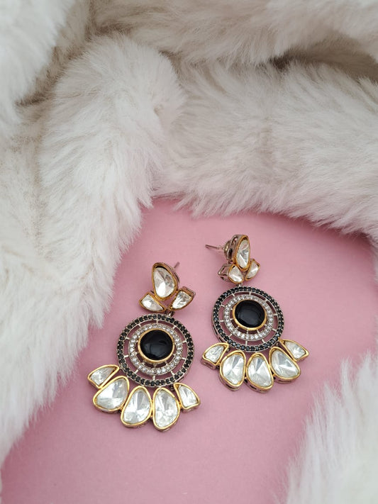 Kundan earrings with american diamonds ,kundans and monalisa stone