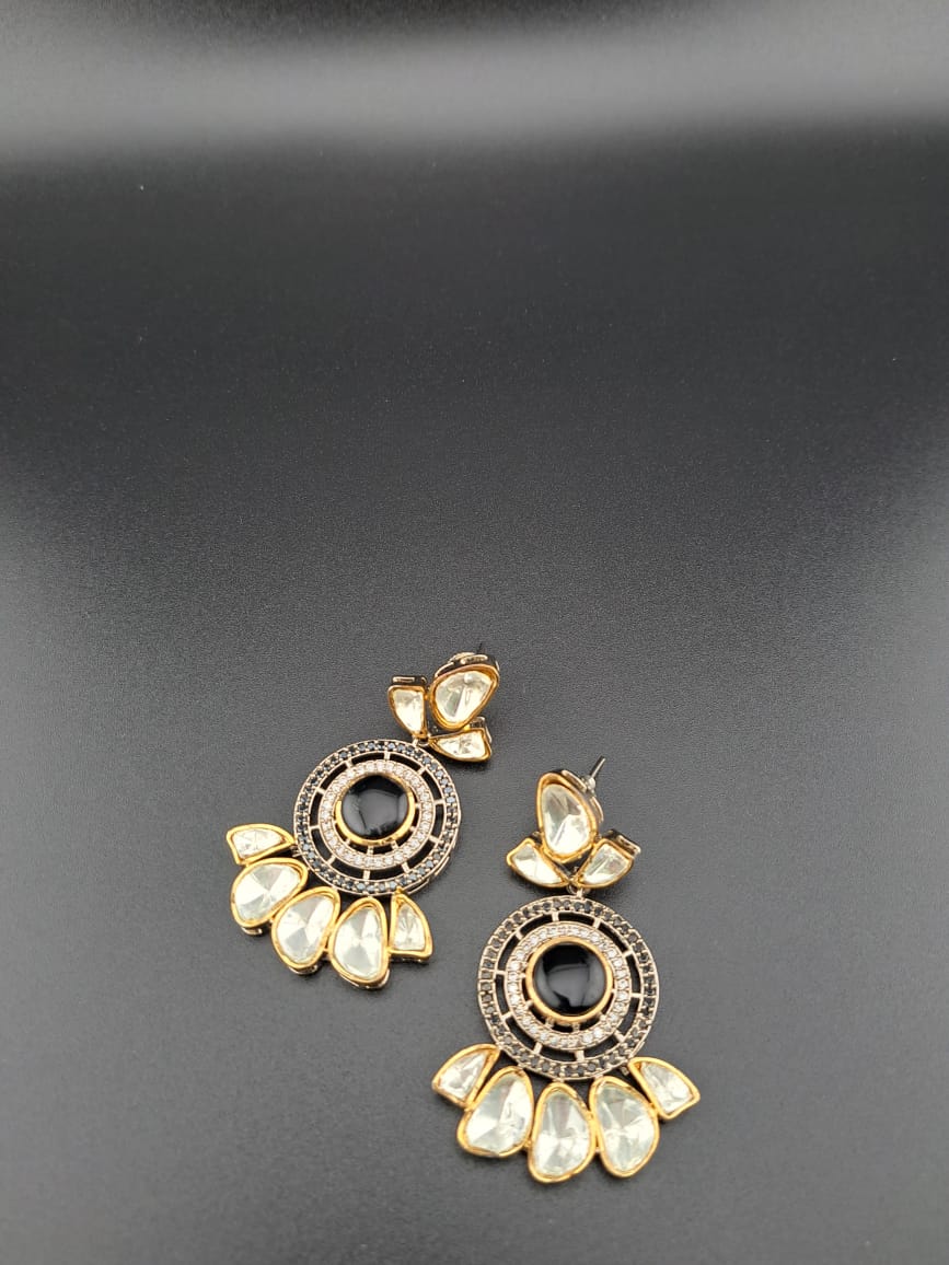 Kundan earrings with american diamonds ,kundans and monalisa stone