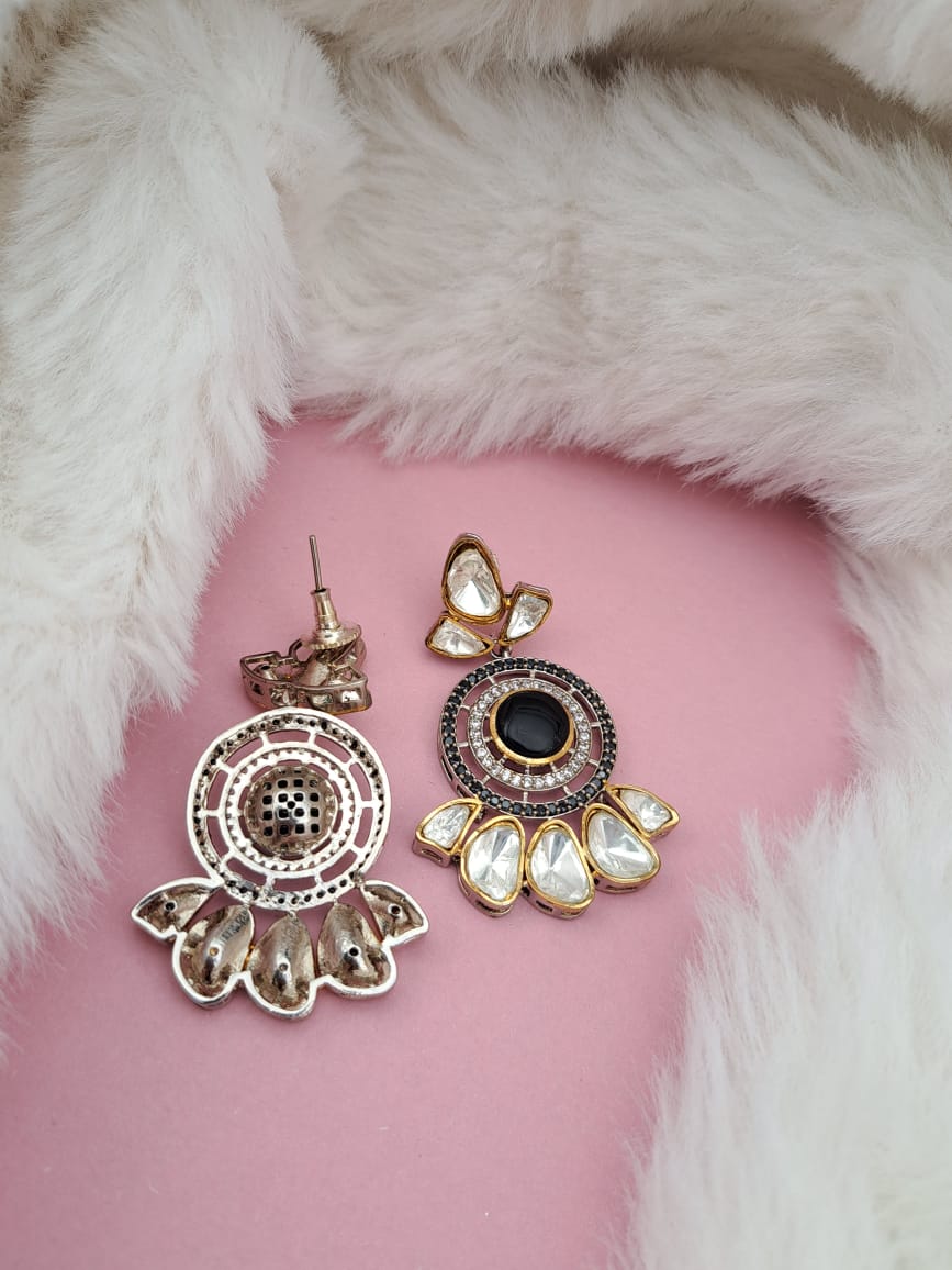 Kundan earrings with american diamonds ,kundans and monalisa stone