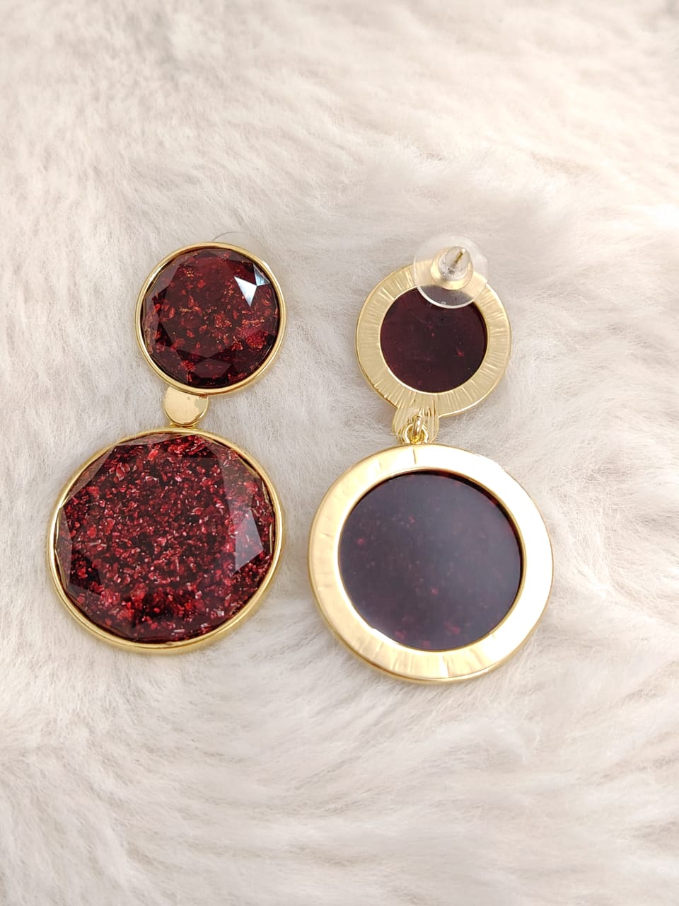 Statement earrings in red natural stone.