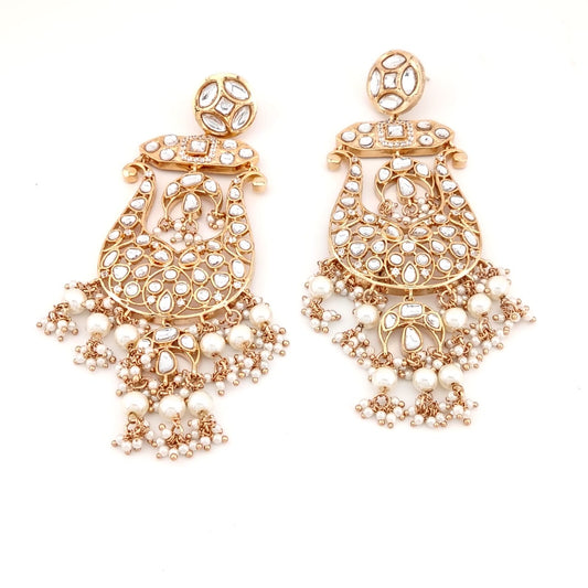 Big basket shaped chand bali with kundans and pearls