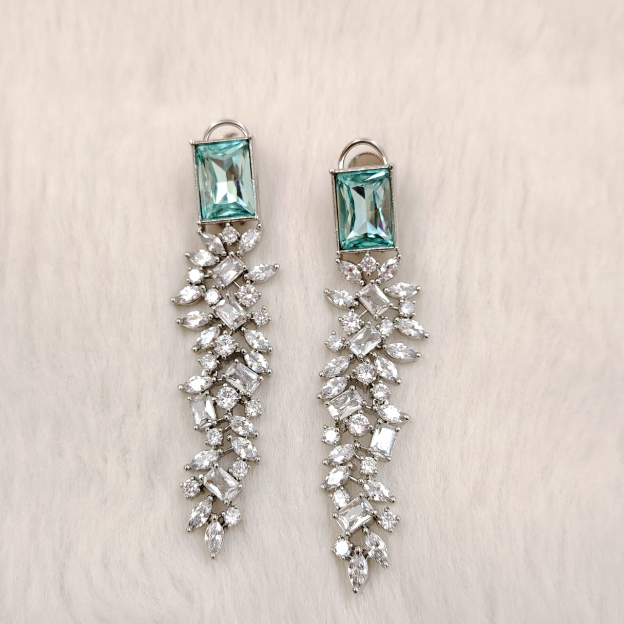 Swarovski inspired aqua crystal chandelier earrings