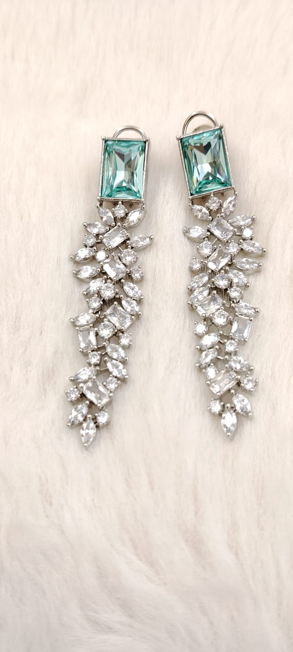 Swarovski inspired Aqua crystal chandelier earrings