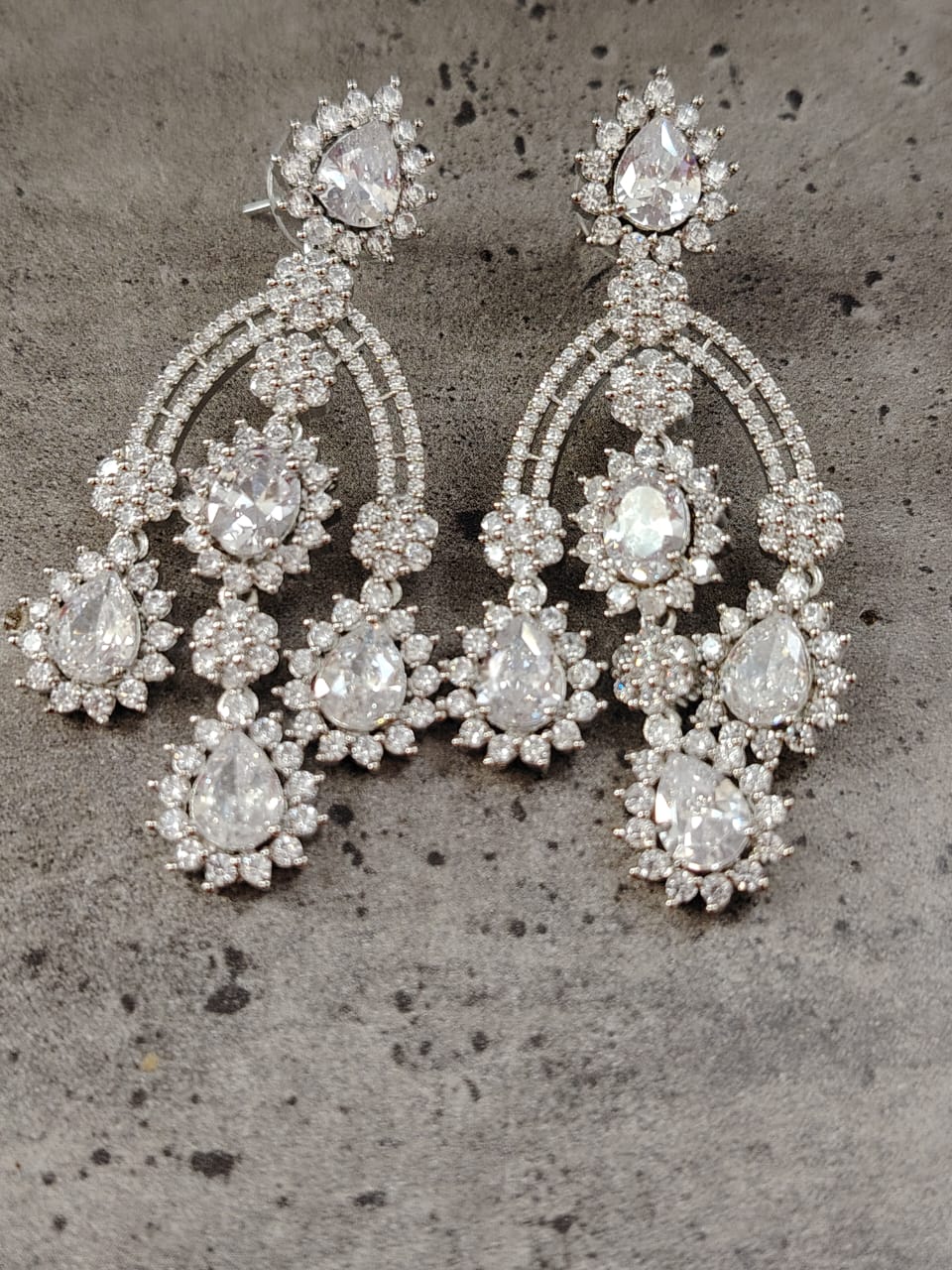 Gorgeous  american diamond and cubic zircon chandlier earrings