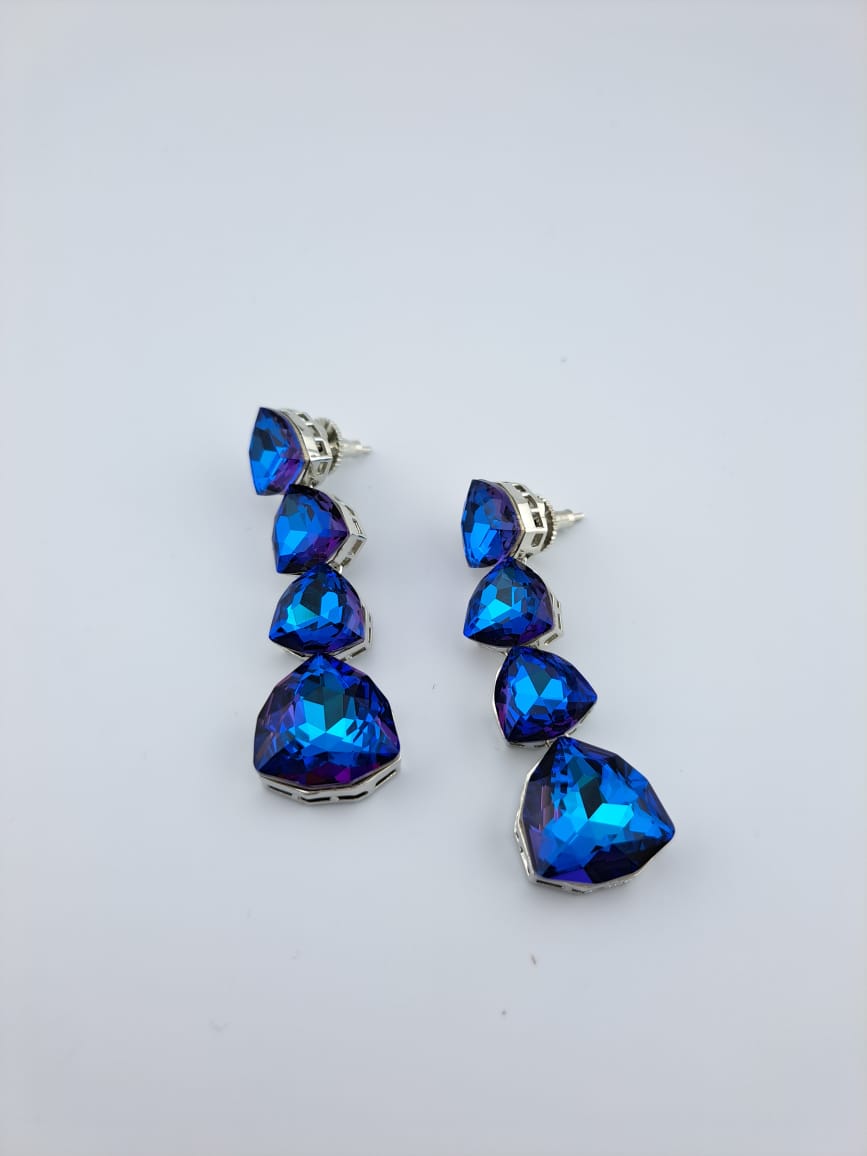 Swarovski inspired blue crystal danglers