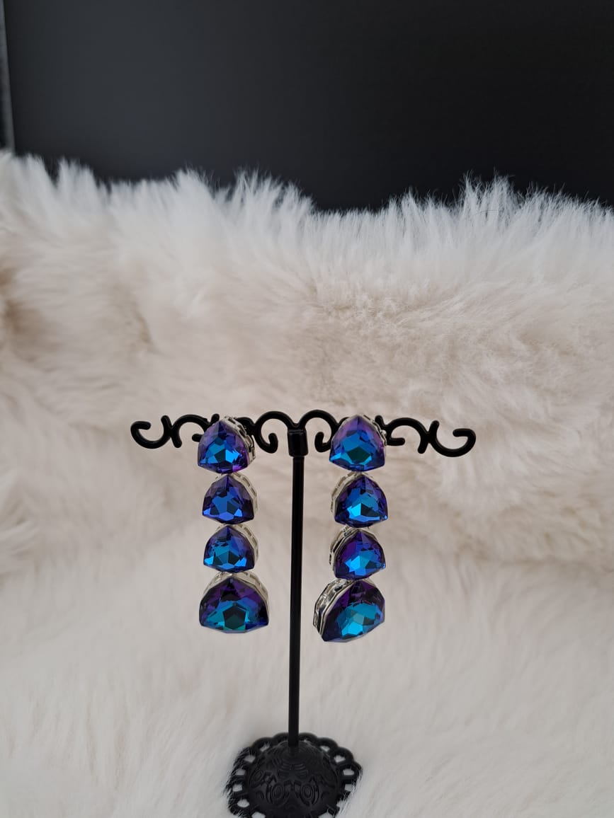 Swarovski inspired blue crystal danglers