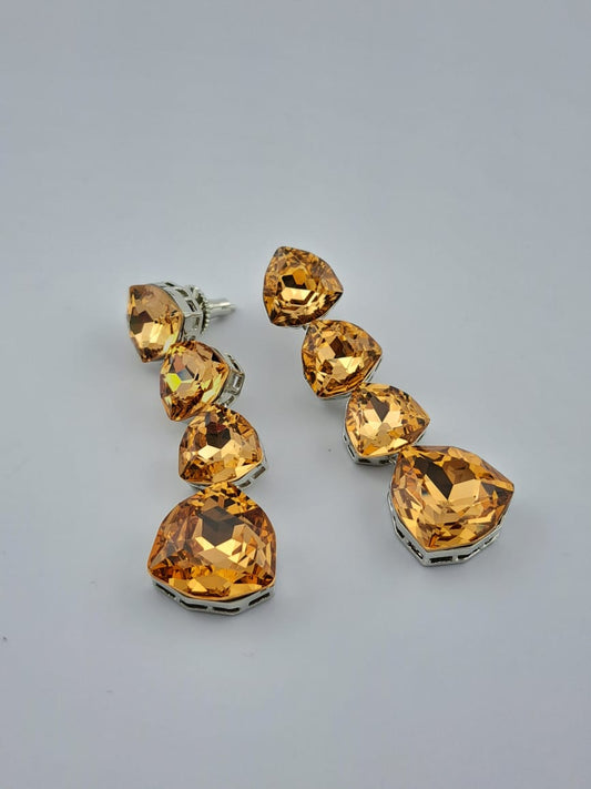 Swarovski inspired golden yellow crystal danglers