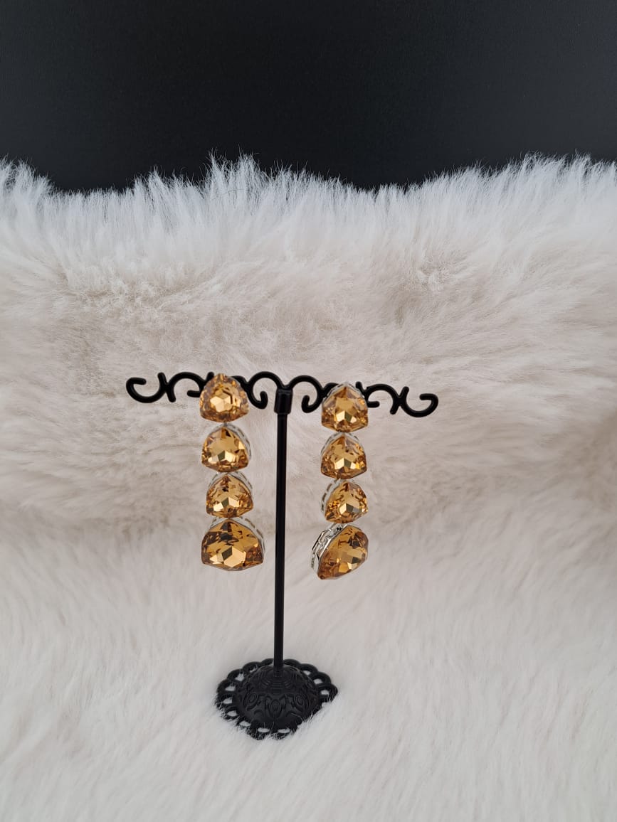 Swarovski inspired golden yellow crystal danglers