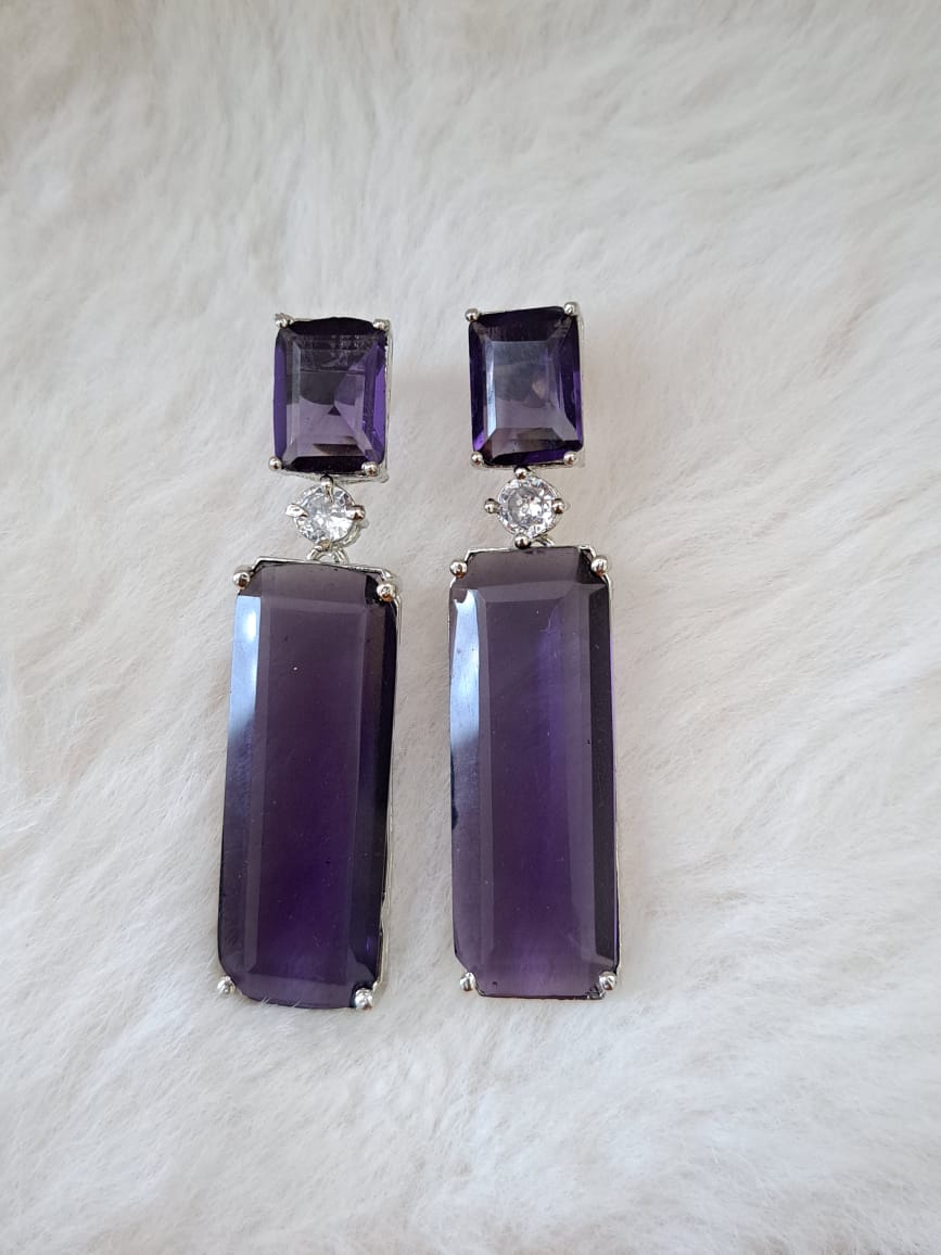 dark purple color duplet stone danglers.