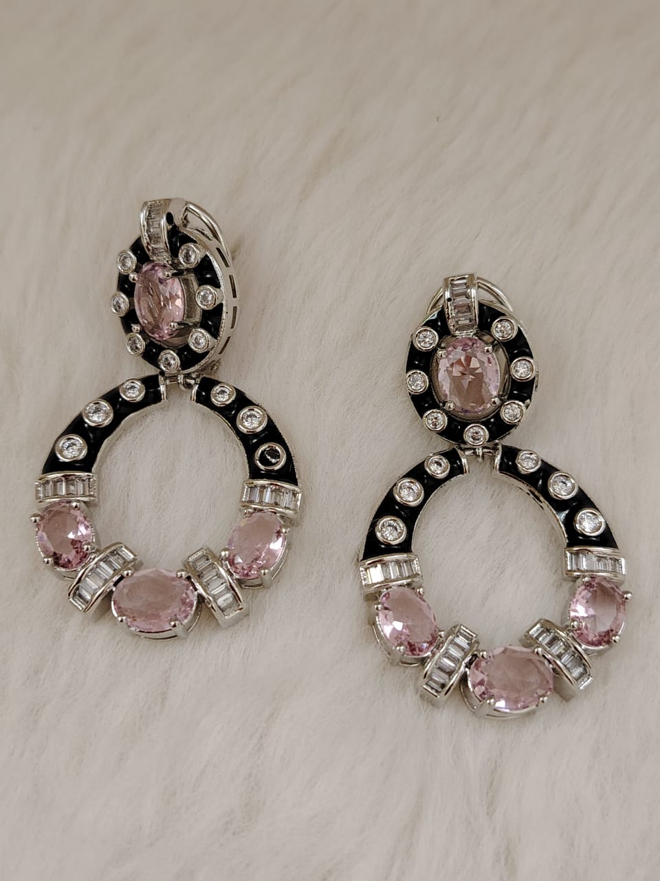 Swarovski inspired pink crystal danglers