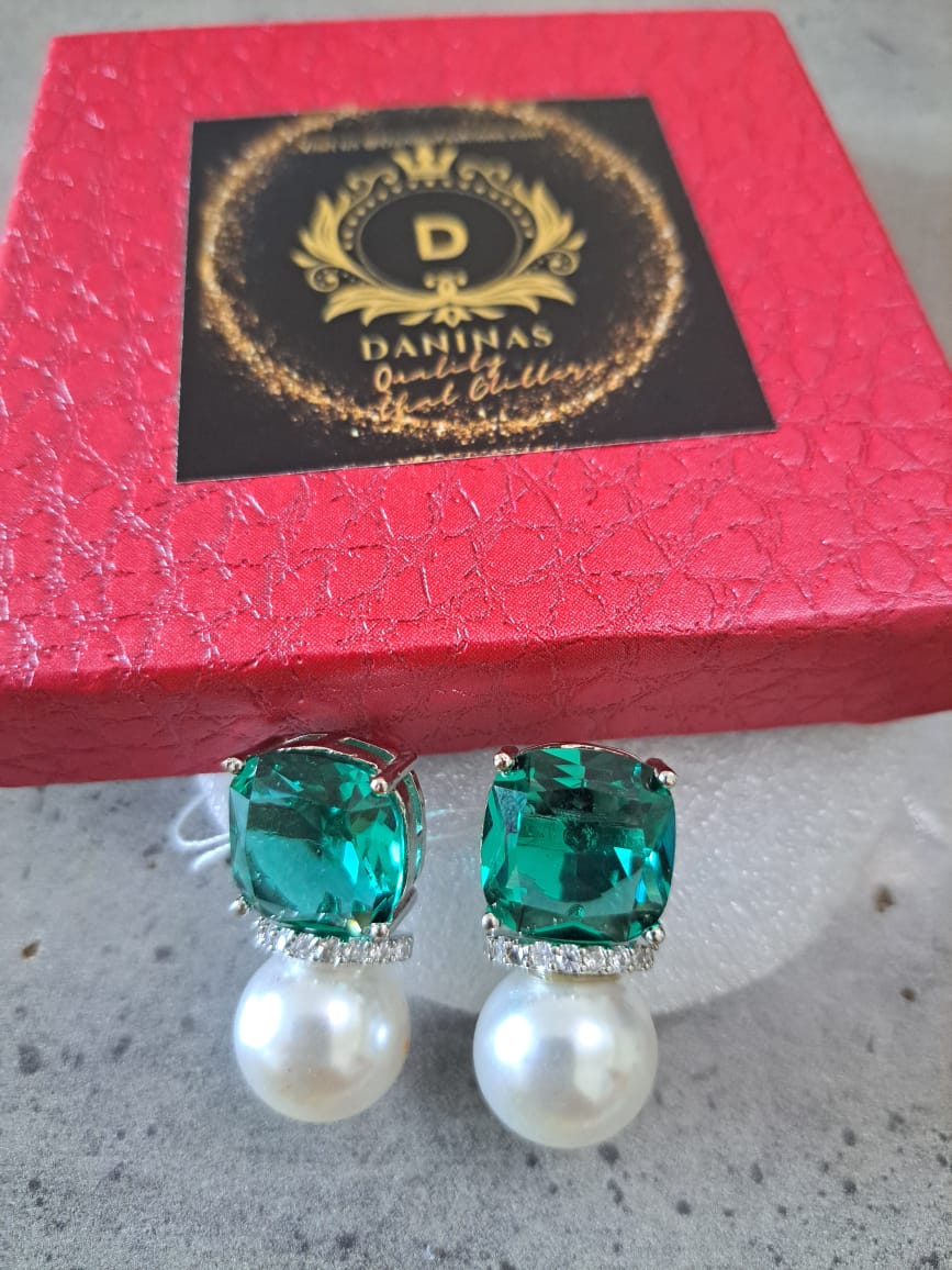 Swarovski crystal studs with pearl drops