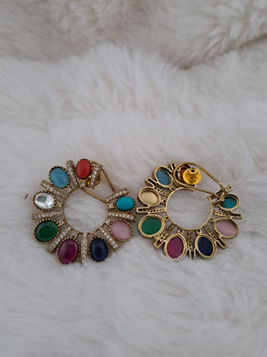 Spiral semi-precious multi earrings