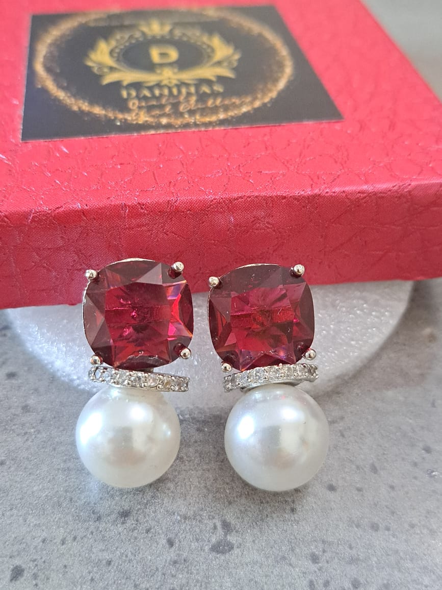 Swarovski crystal studs with pearl drops
