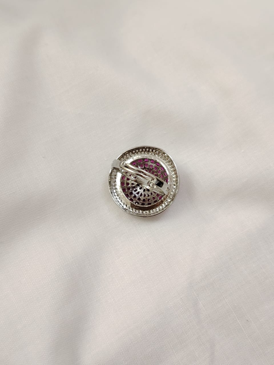 Silver Ruby and zircon ring