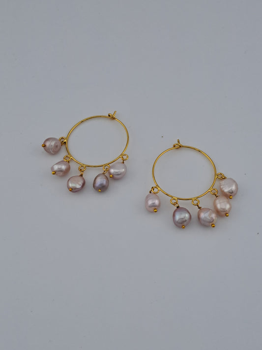 Real lavender pearl earrings