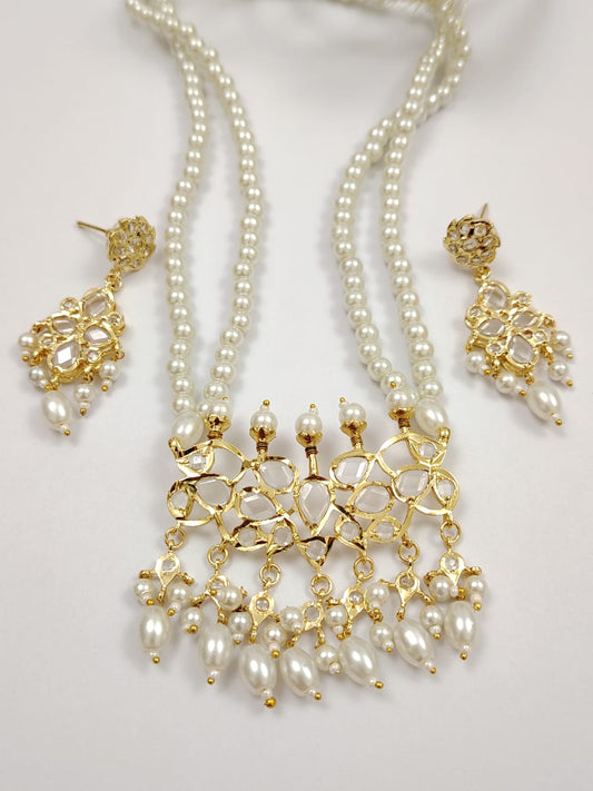 Hyderabadi tirmani pearl set with white stones